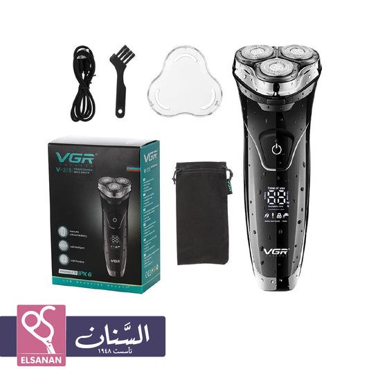 ماكينة حلاقة روتاري VGR V-318 - 3 رؤوس احترافية IPX6